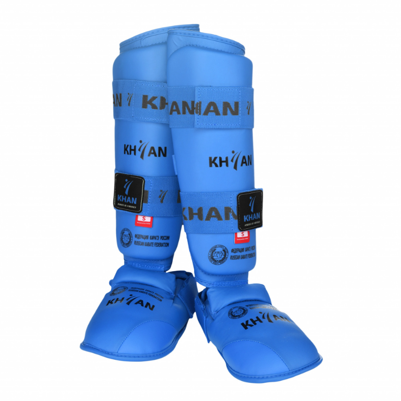 Защита голени и стопы Каратэ ФКР V2 Khan-синие